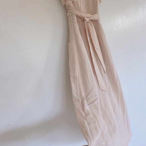 Gilli Blush Midi Length, Flutter Sleeve, Button Detail, Pockets, Waste Tie - Picture 6 of 7